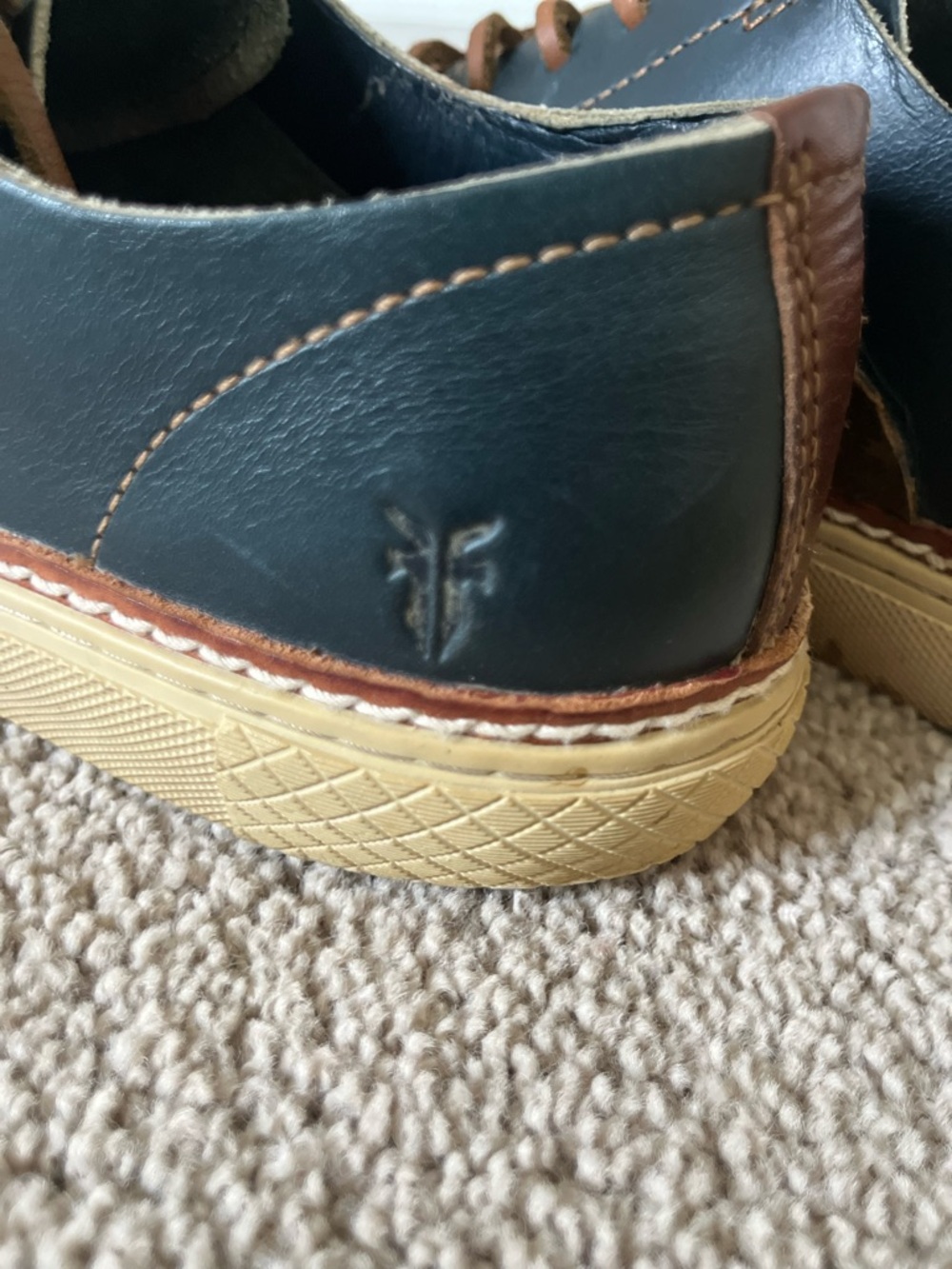 Frye Navy Leather Walker Oxfords with Brown Leather Laces - Picture 11 of 15